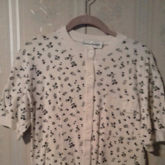 CATHY DANIELS WOMEN'S WHITE/BLACK FLORAL PRINT TOP - Picture 1 of 7